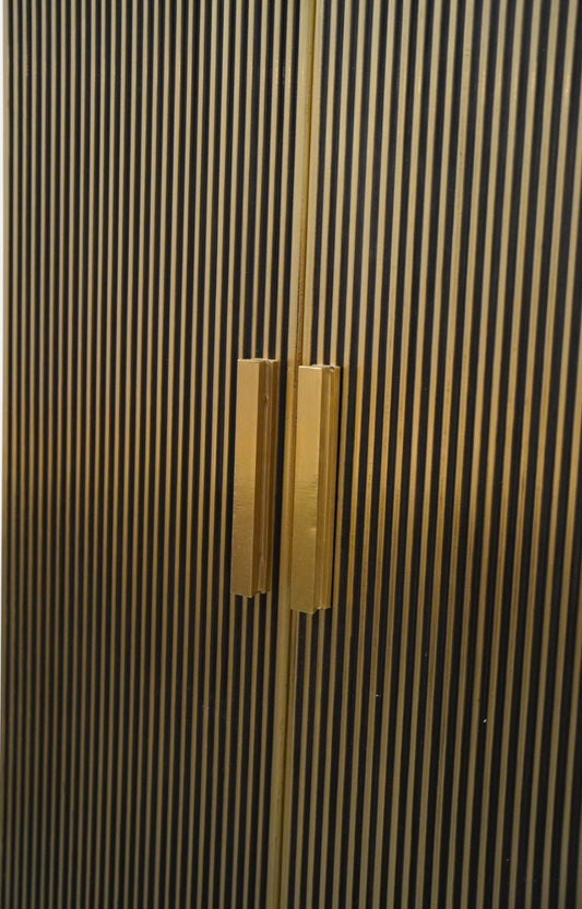 Tall Brass-Clad  Cabinet with Iron Legs