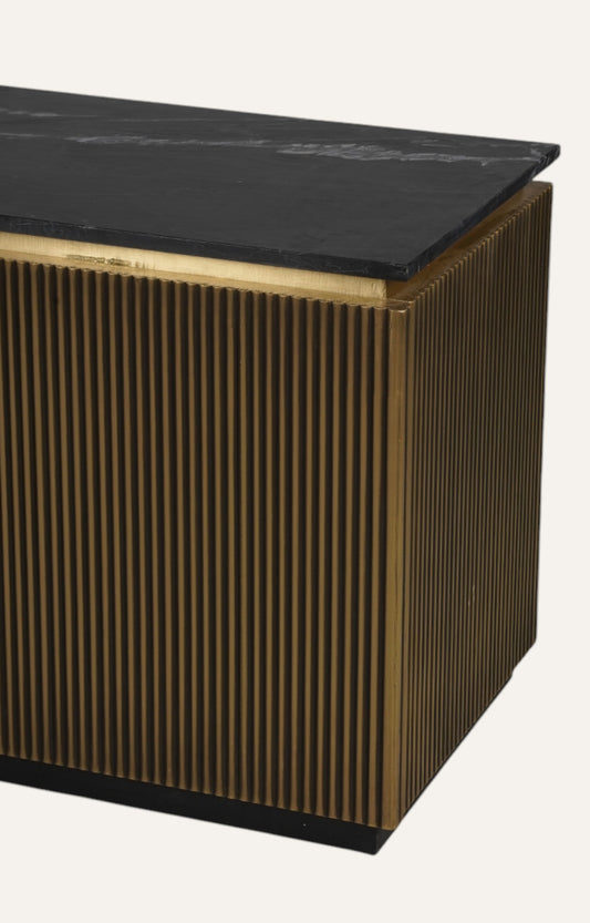 Brass TV Dresser with Marble Top