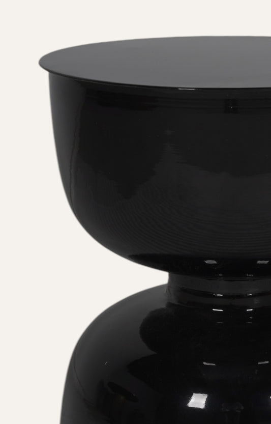 Modern Gloss Black Hourglass Side Table