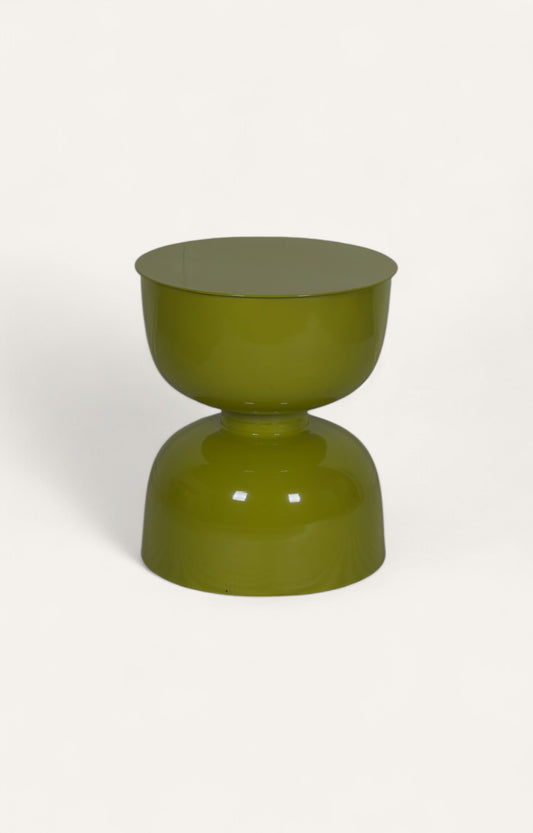 Soft Sage Olive Hourglass Fiber Stool