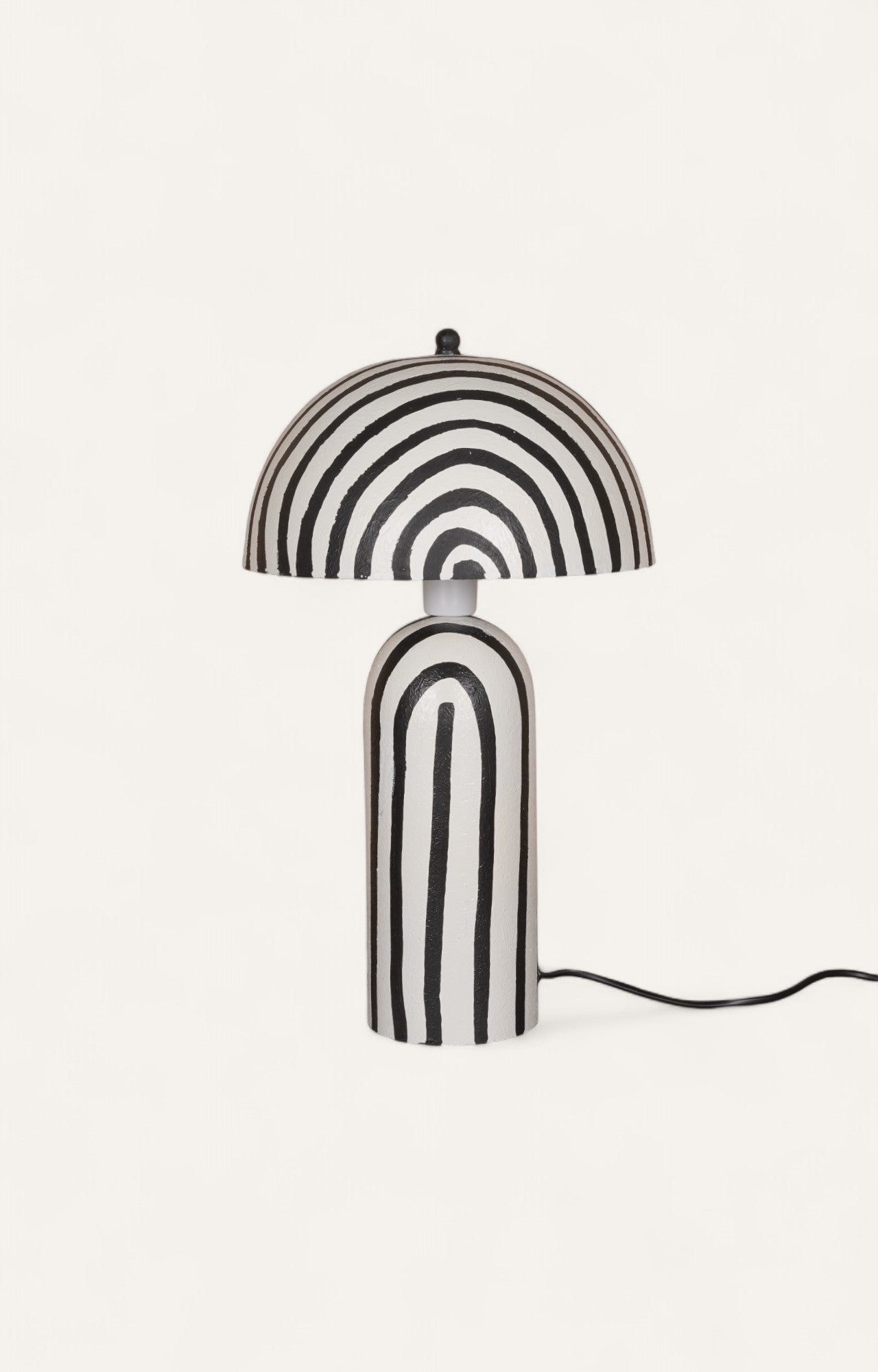Striking Black & White Striped Plaster Table Lamp