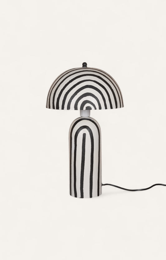 Striking Black & White Striped Plaster Table Lamp