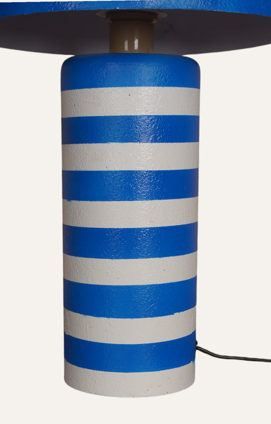 Coastal Blue & White Striped Plaster Table Lamp