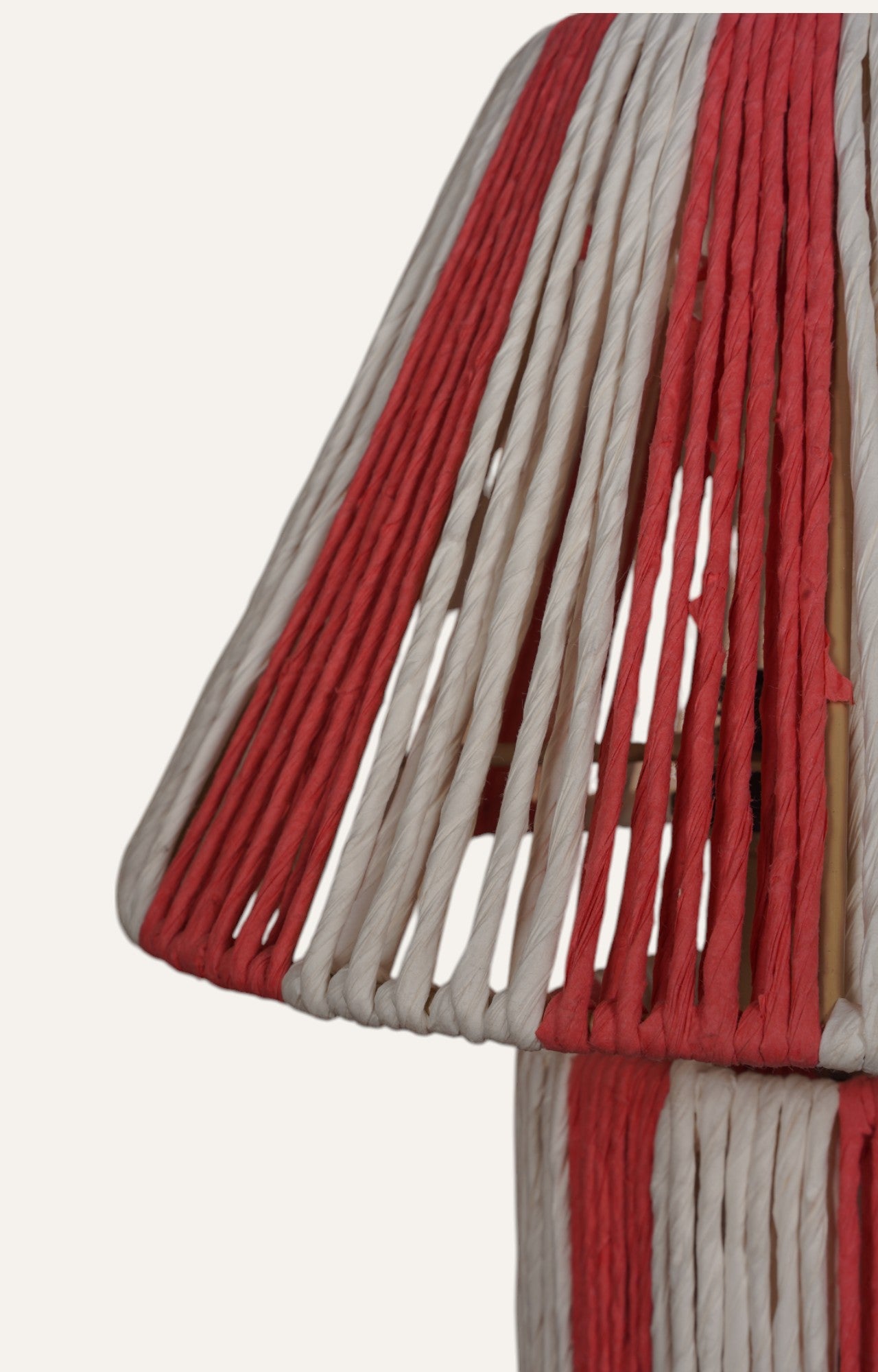 Vibrant Red & White Striped Raffia Table Lamp