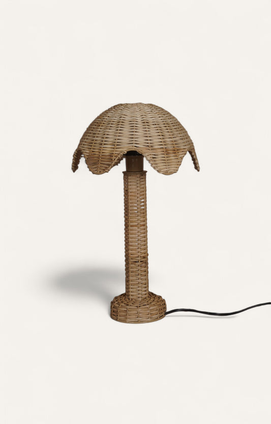 Scalloped Natural Cane Table Lamp