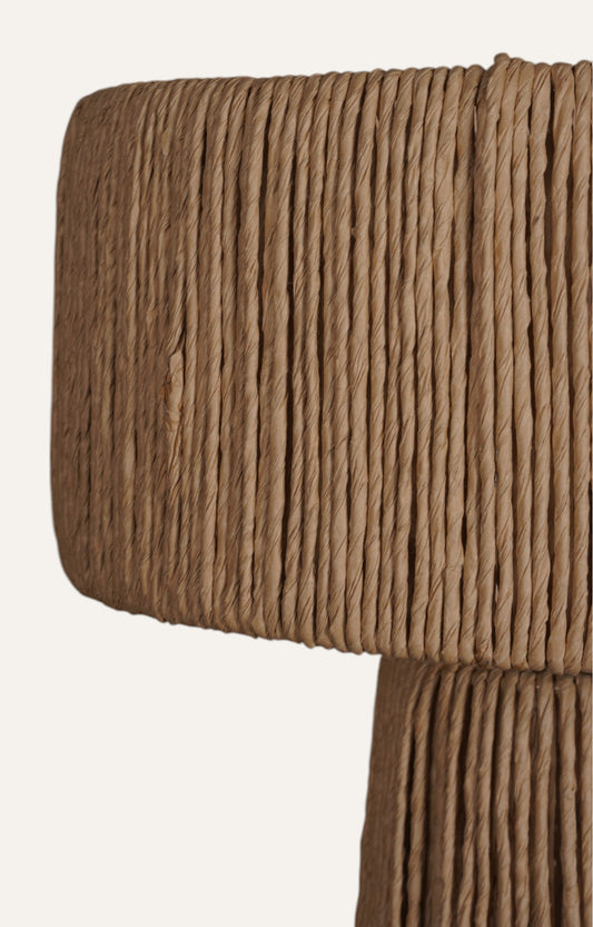 Cylindrical Brown Raffia Drum Table Lamp