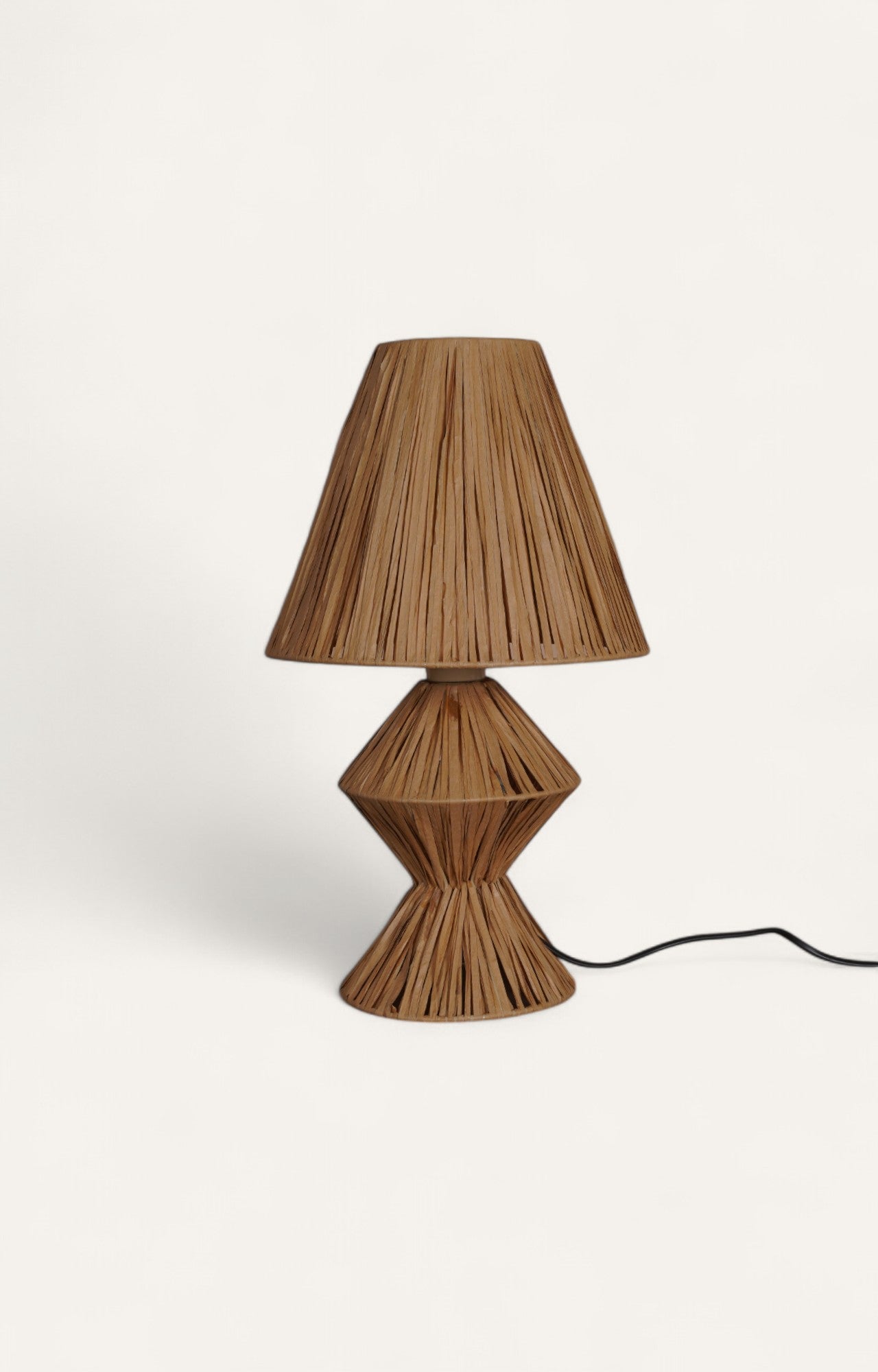 Geometric Natural Raffia Rope Table Lamp