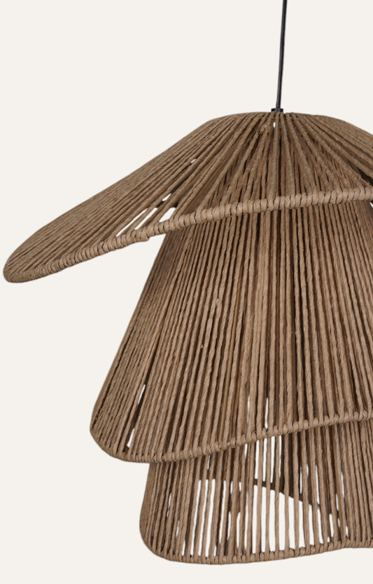 Cascading Tier Natural Raffia Rope Pendant Light