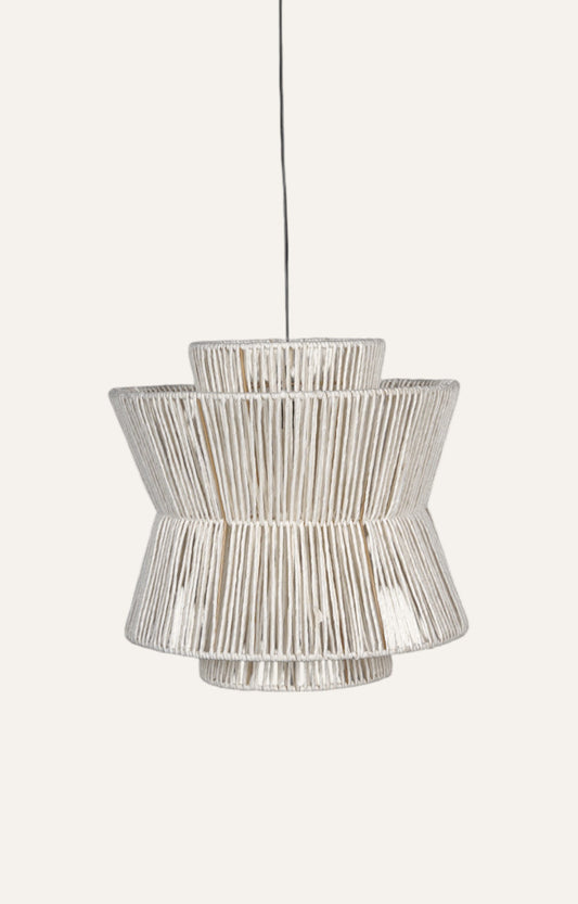 Multi-Tiered Natural Raffia Pendant Light