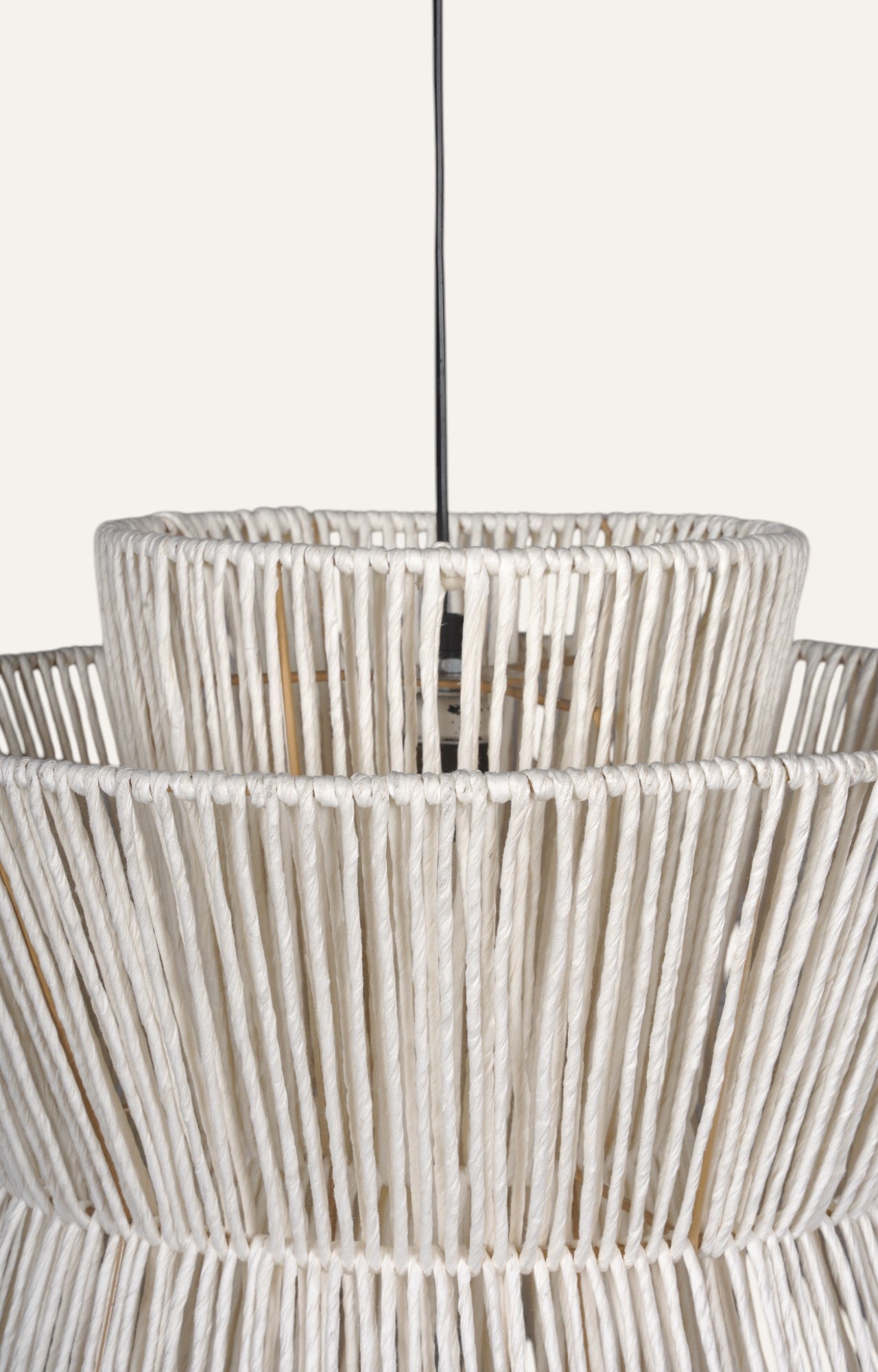 Multi-Tiered Natural Raffia Pendant Light