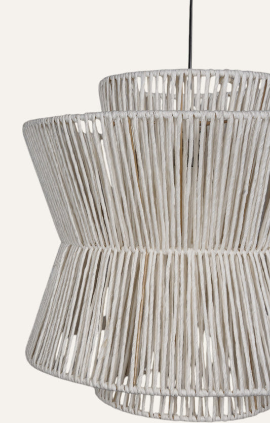 Multi-Tiered Natural Raffia Pendant Light