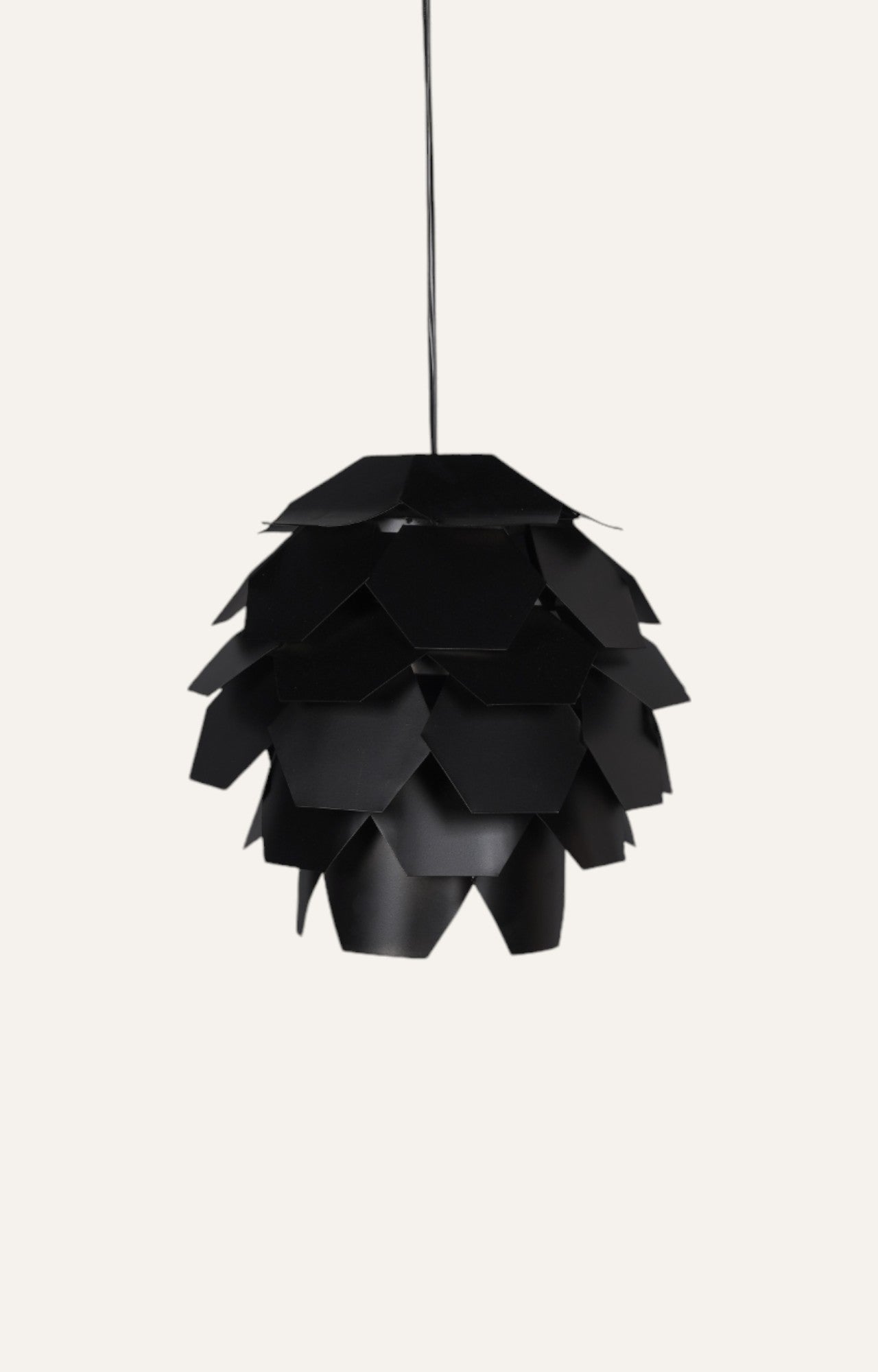 Sculptural Black Metal Artichoke Pendant Light