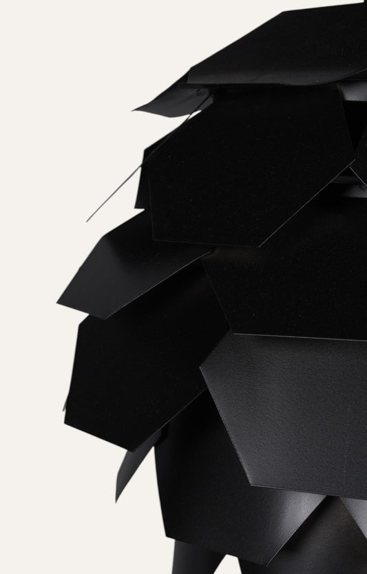 Sculptural Black Metal Artichoke Pendant Light