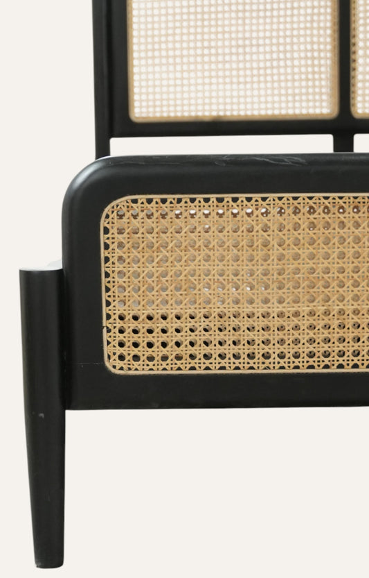 Acacia Wood Bed with Rattan