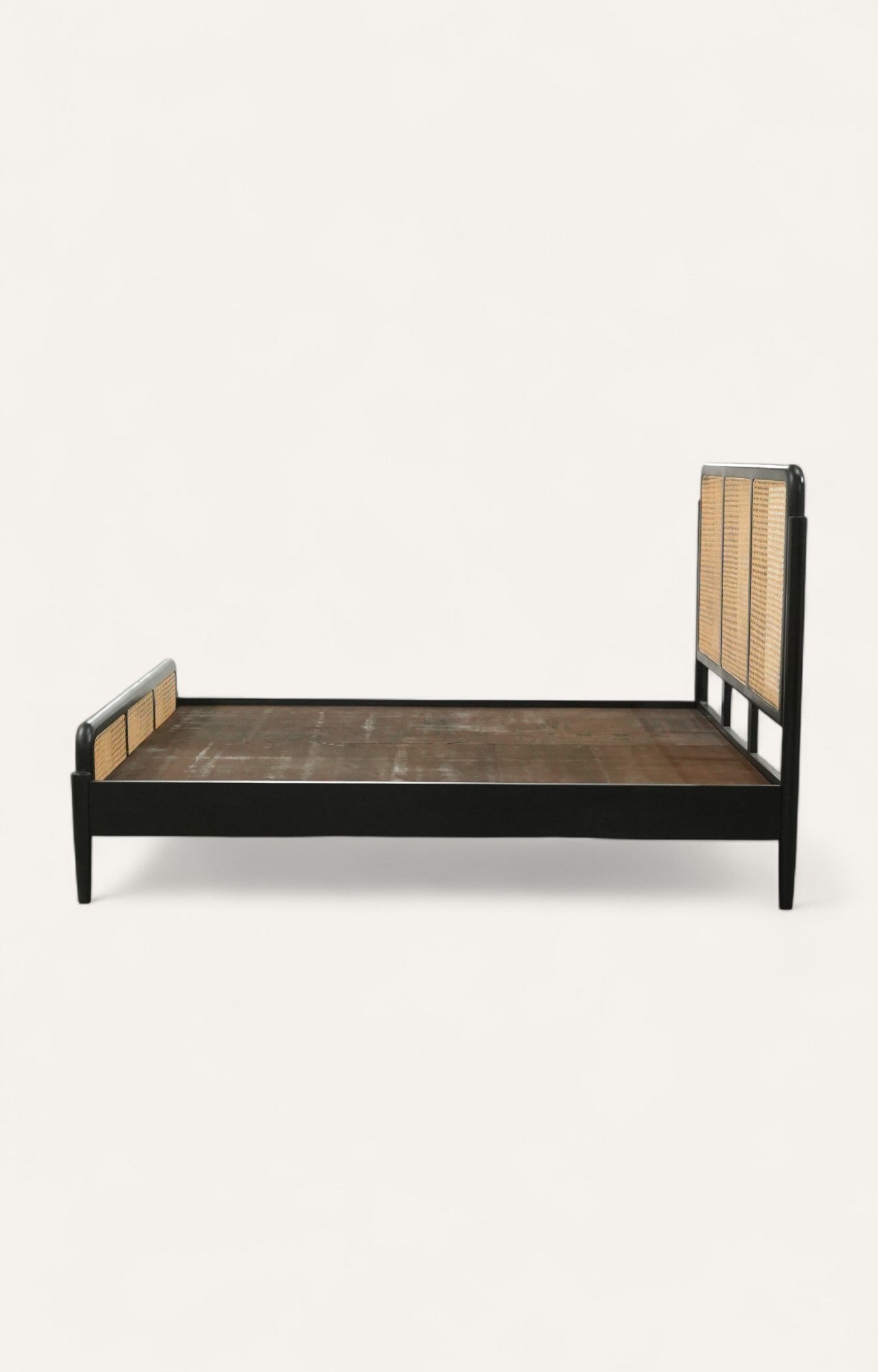 Acacia Wood Bed with Rattan