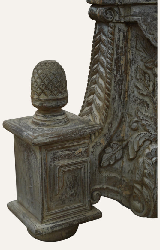 Antiqued Candle Stand with Fluted Column