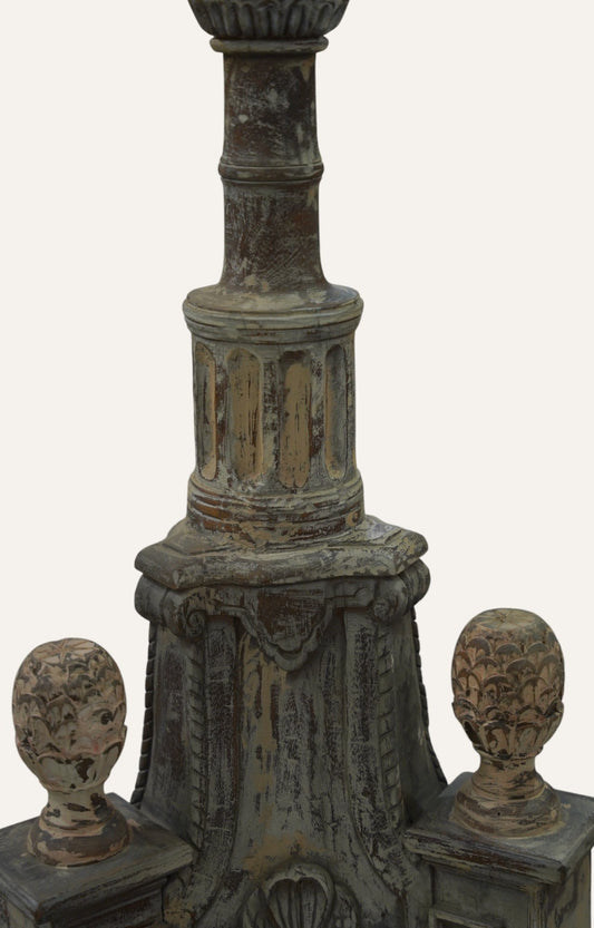 Tall Architectural Candle Stand with Finial Motifs