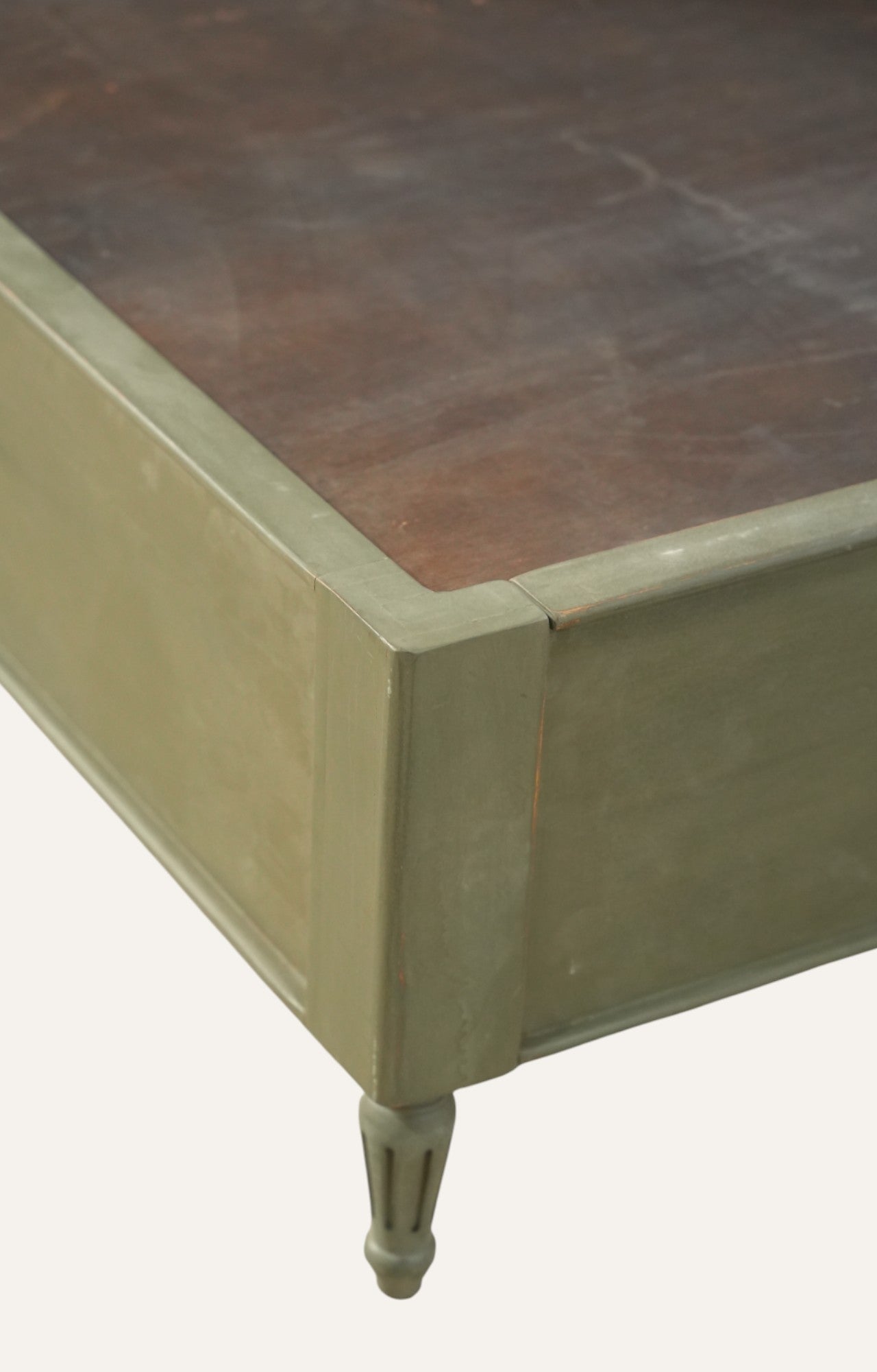 French Gold Upholstered Carved Wood Bed