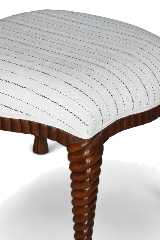 Rope & Knot Carved Wood Stools