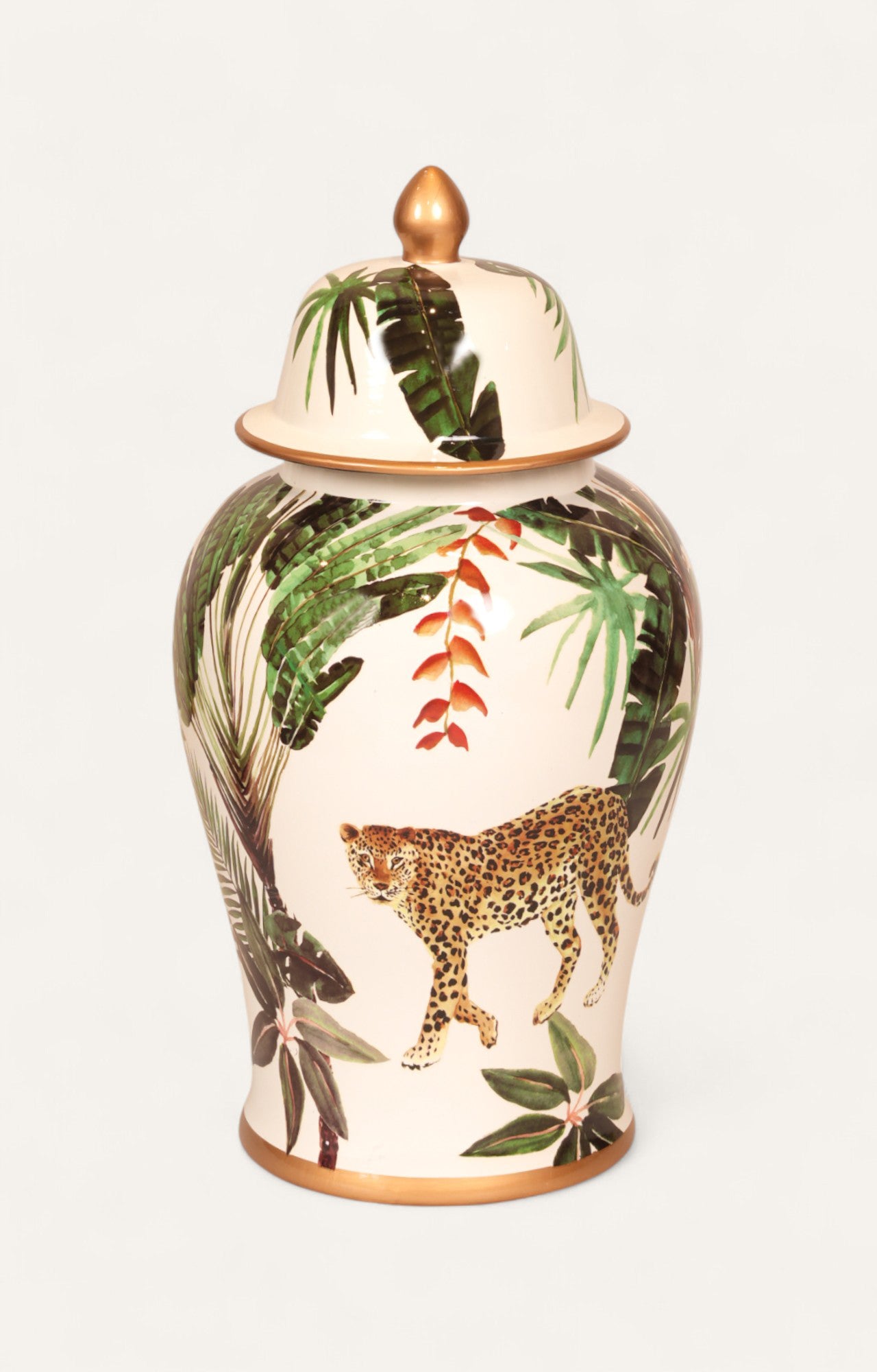 Tropical Leopard Ceramic Jar Big