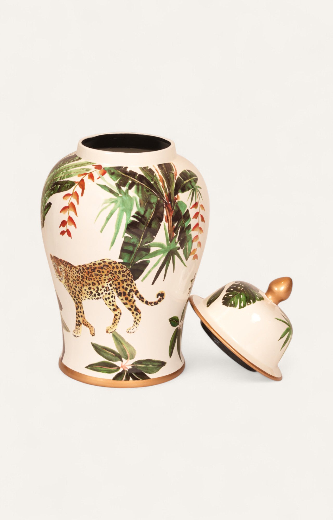 Tropical Leopard Ceramic Jar Big