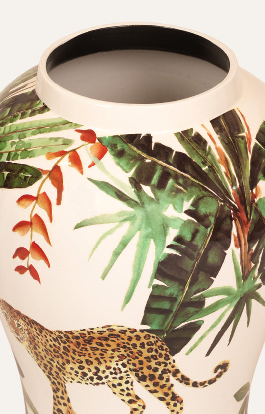 Tropical Leopard Ceramic Jar Big