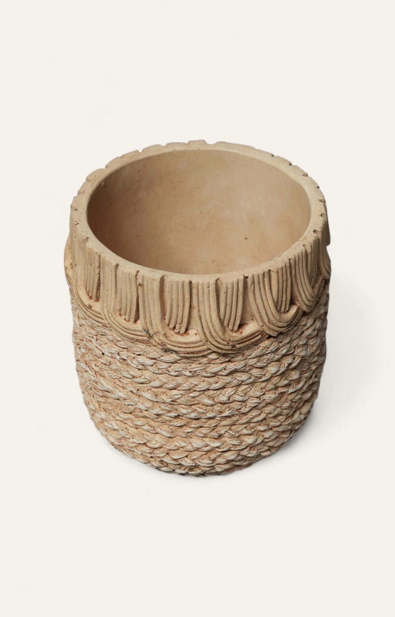 Handcard Woven Texture Planter Set Of - 2