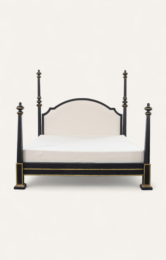 Black Gold Upholstered Spindle Poster Bed