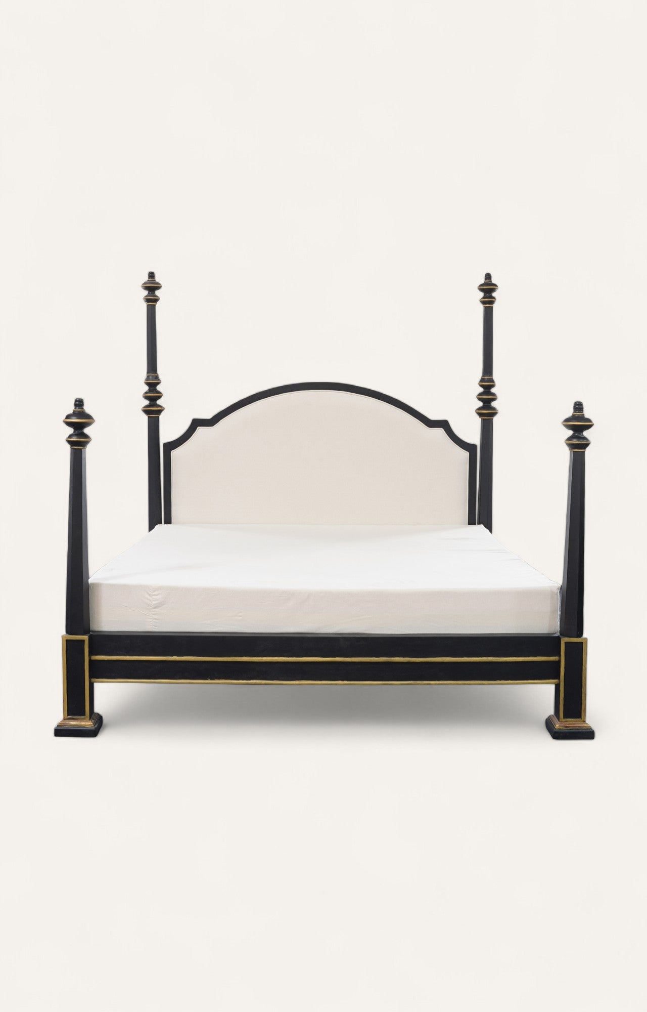 Black Gold Upholstered Spindle Poster Bed