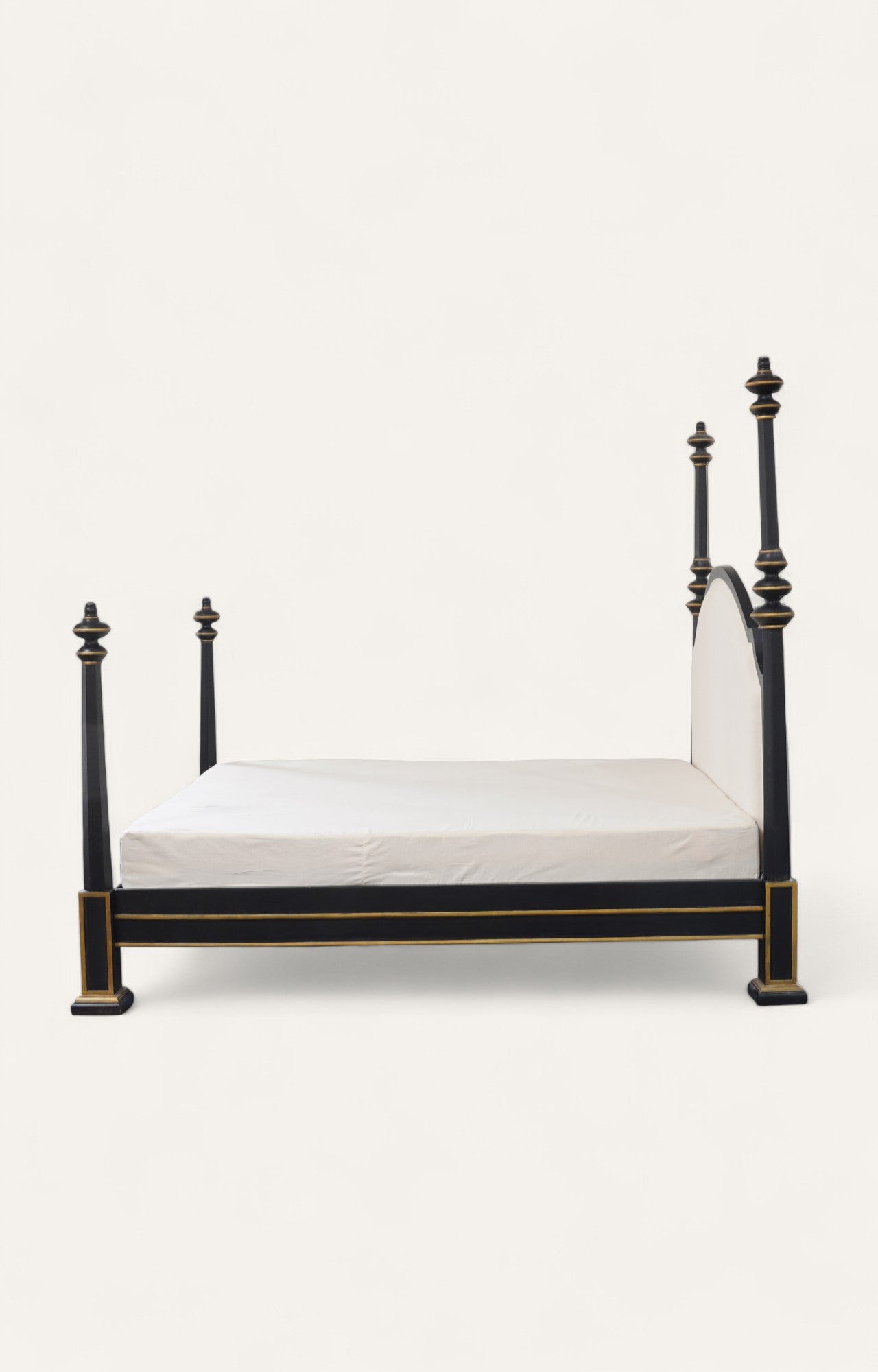 Black Gold Upholstered Spindle Poster Bed