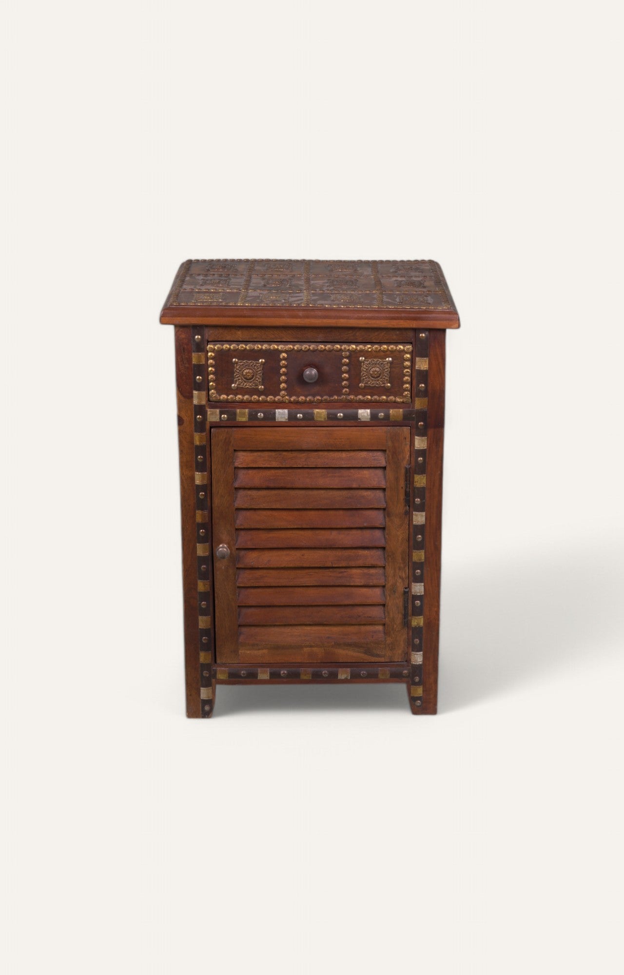 Candis Antique Brass Inlaid Wooden Cabinet