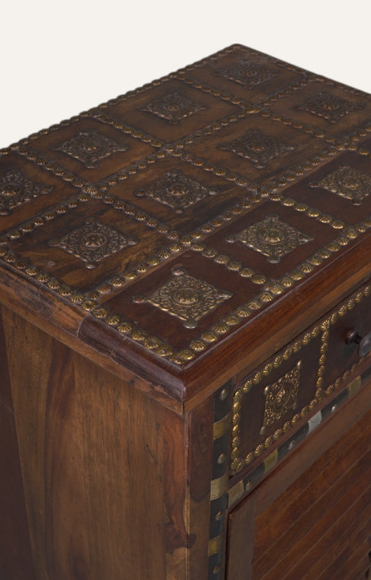 Candis Antique Brass Inlaid Wooden Cabinet