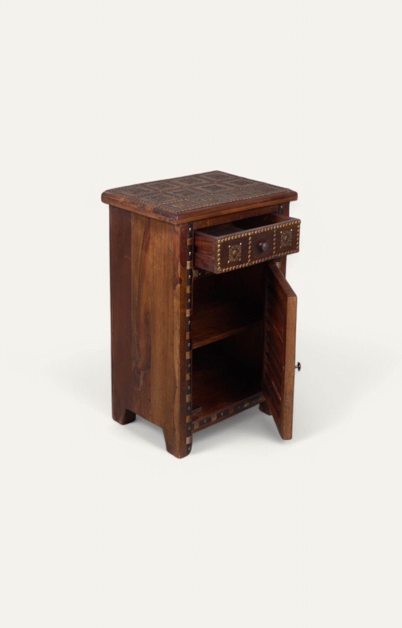 Candis Antique Brass Inlaid Wooden Cabinet