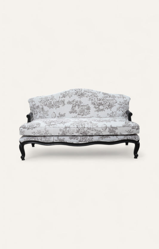 Toile-Print Black Frame Settee