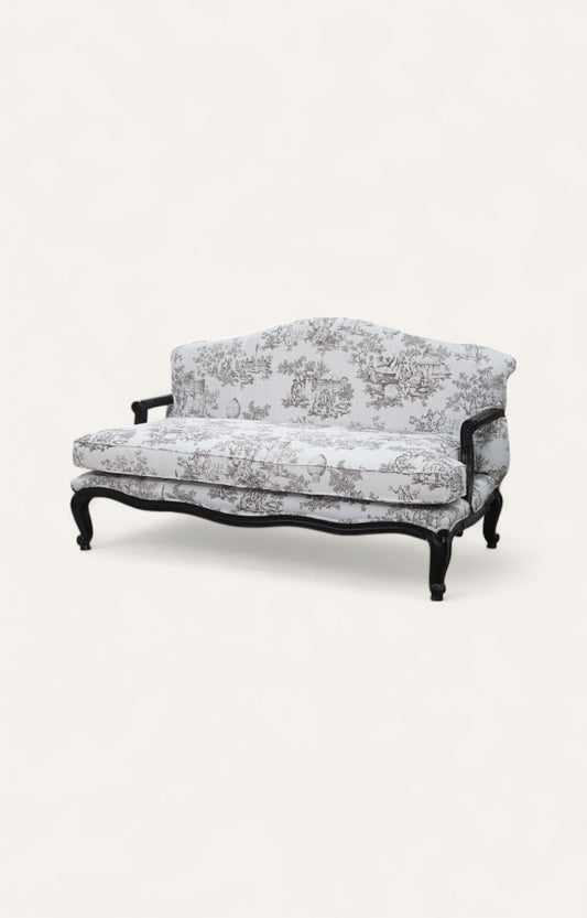 Toile-Print Black Frame Settee