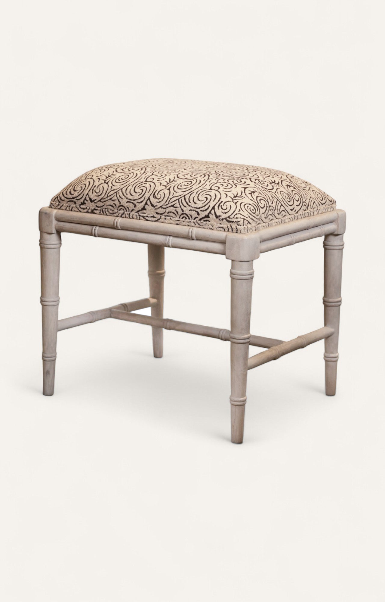 Upholstered Bamboo Stool