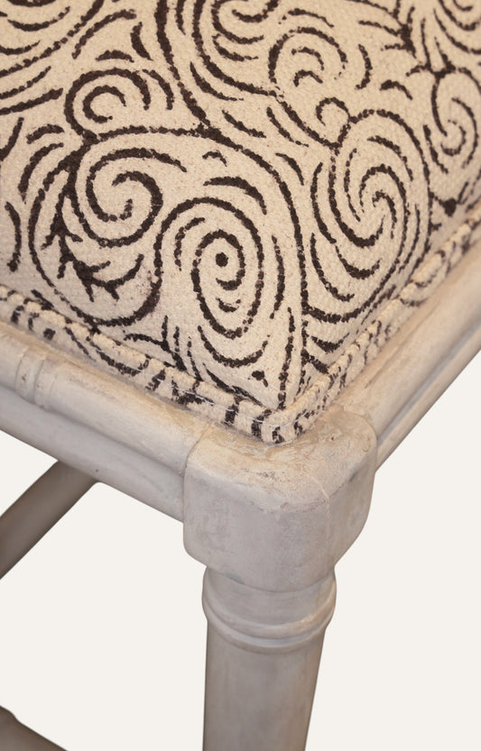 Upholstered Bamboo Stool