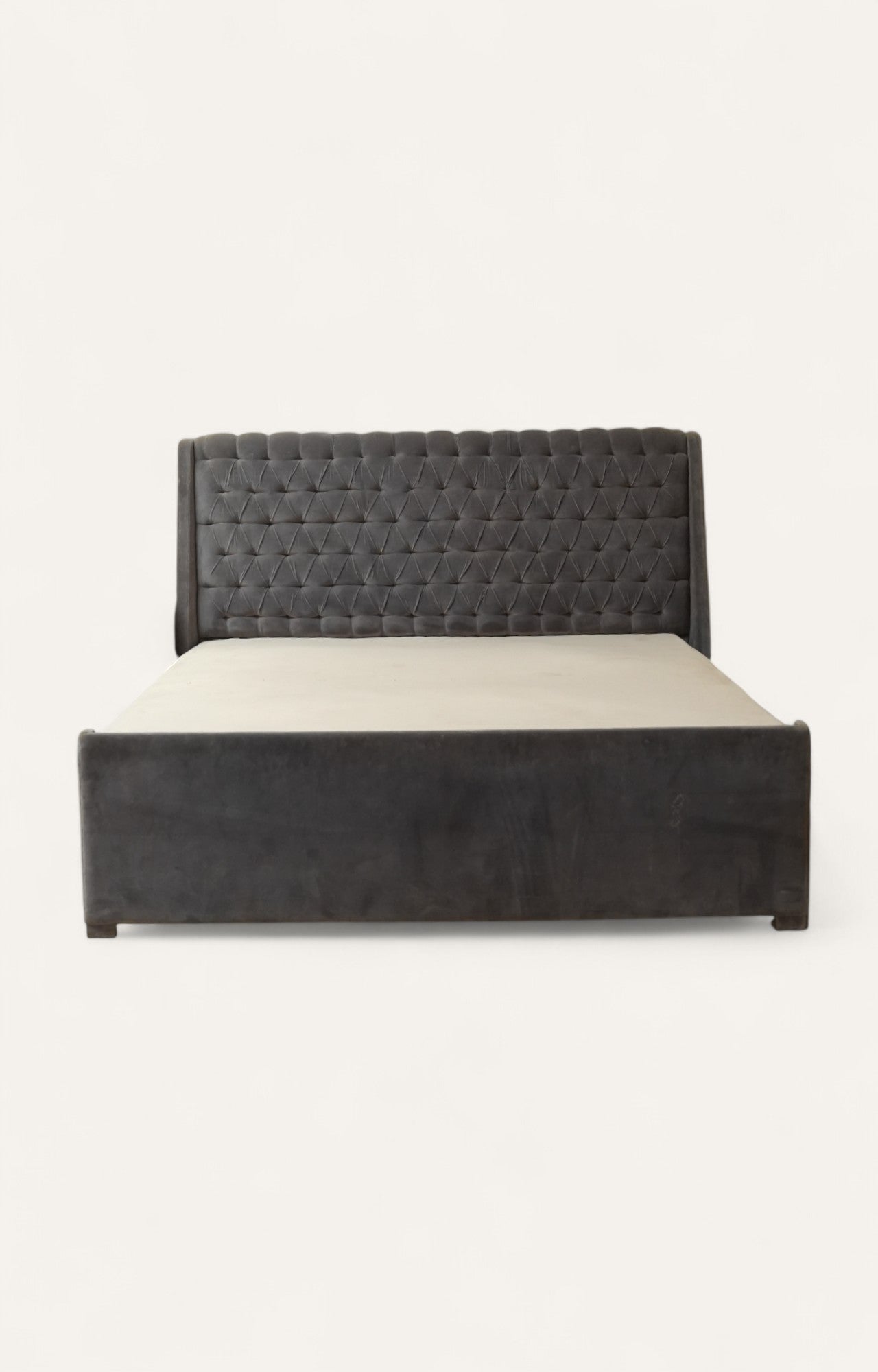 Gray Velvet Chesterfield Bed