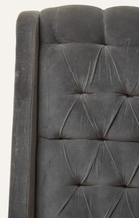 Gray Velvet Chesterfield Bed