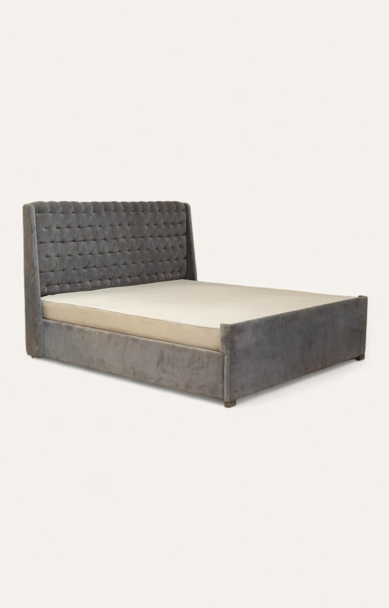 Gray Velvet Chesterfield Bed