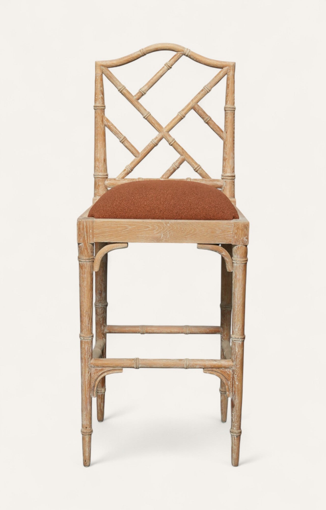 Vintage Bamboo-Style Wooden Bar Stool