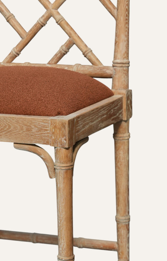 Vintage Bamboo-Style Wooden Bar Stool