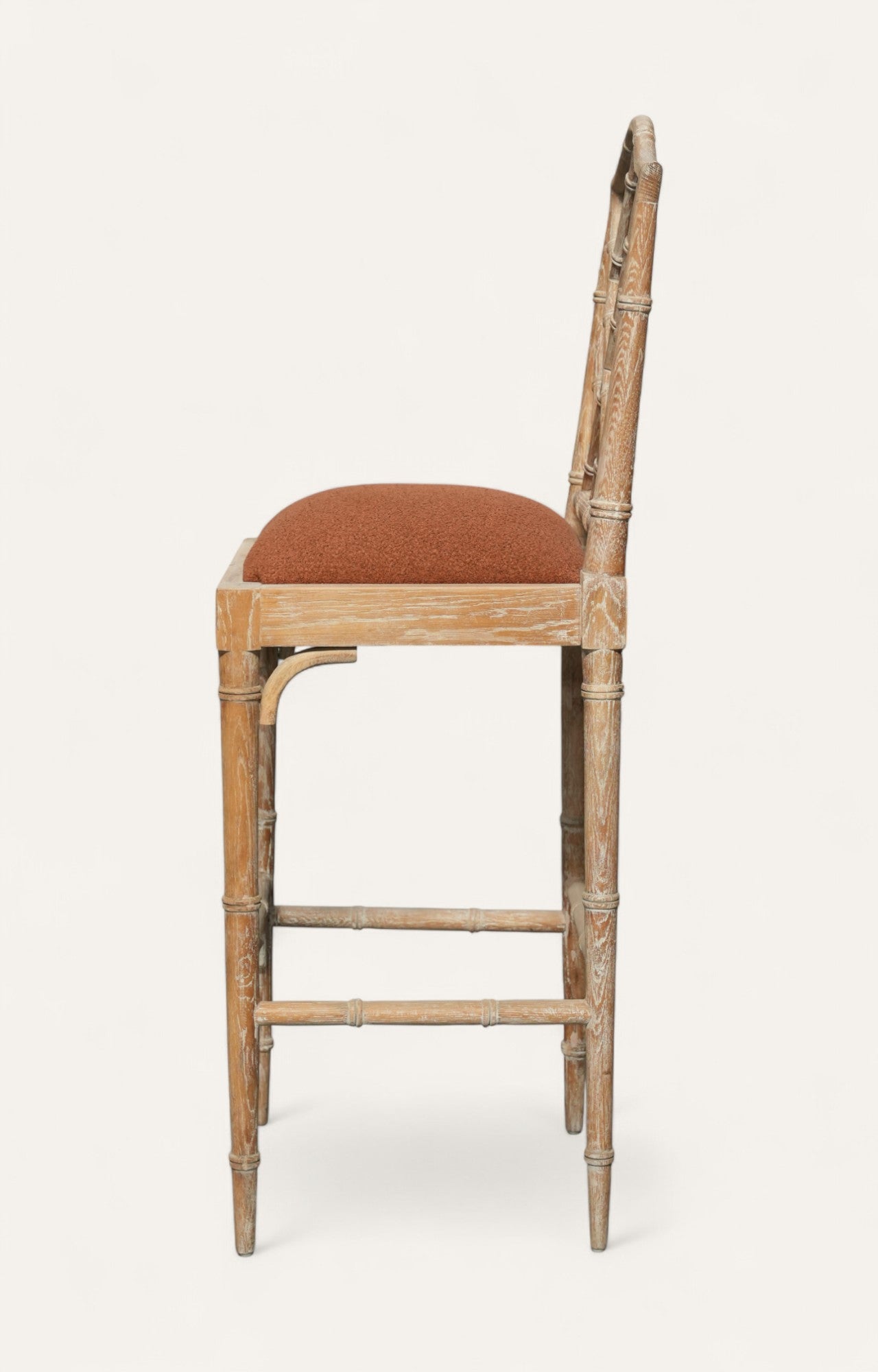 Vintage Bamboo-Style Wooden Bar Stool