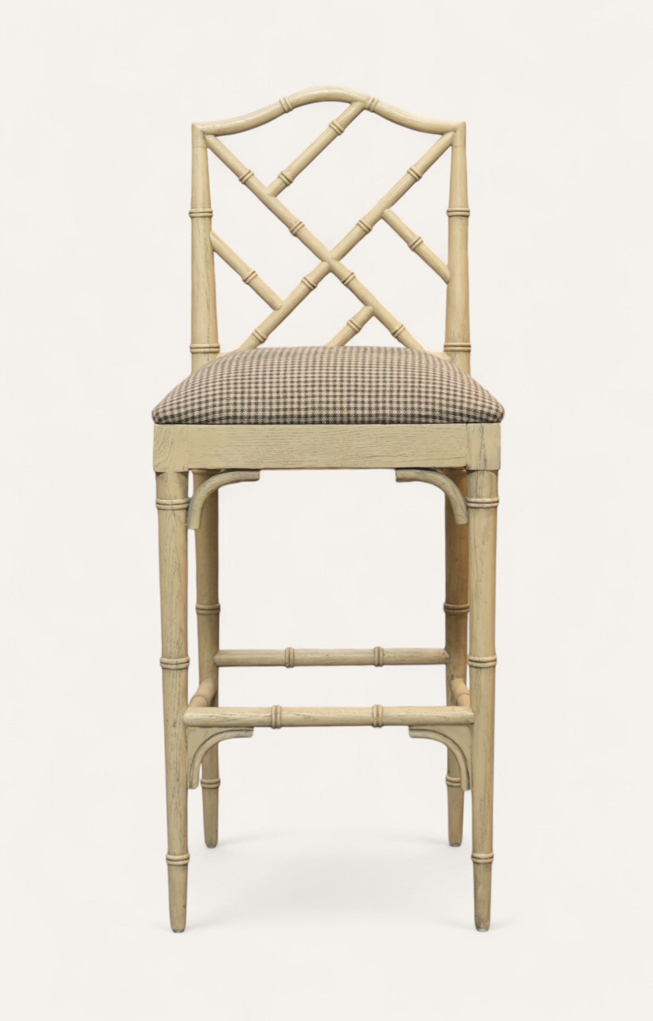 Vintage Bamboo-Style Wooden Bar Stool