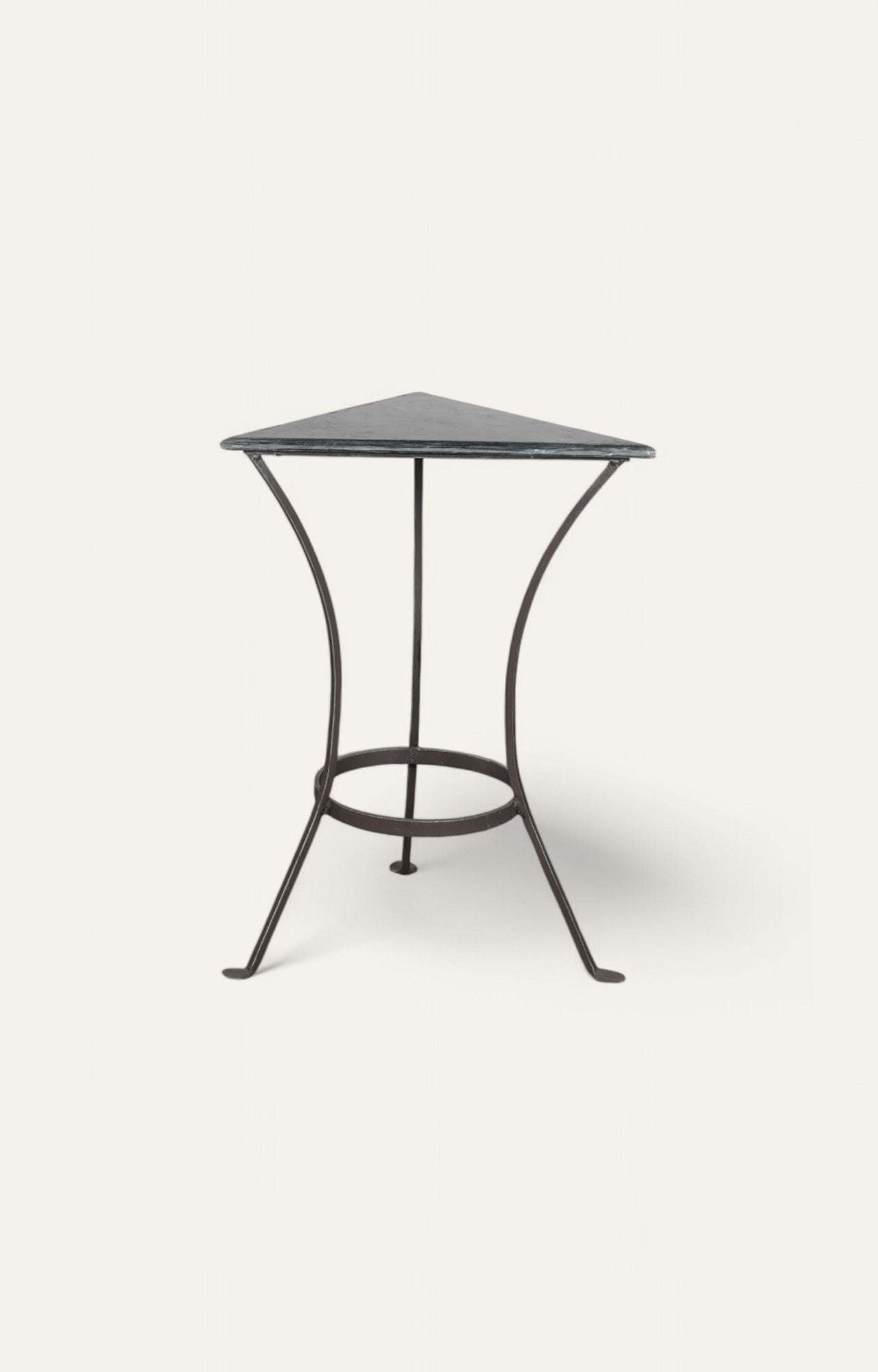 Triangle Metal Base Side Table with Marble Top