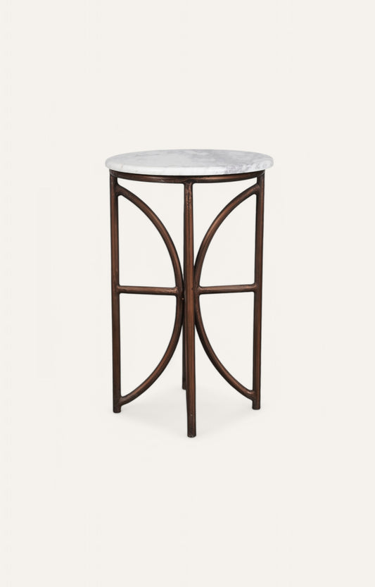 Round Accent Table with Metal Base