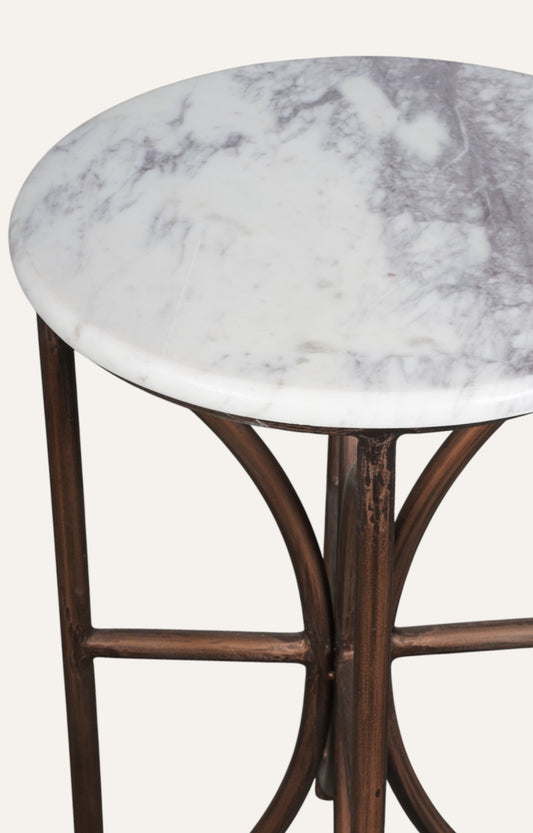 Round Accent Table with Metal Base