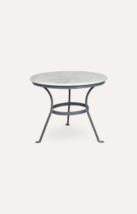 Round Metal Base Side Table with Stone Top