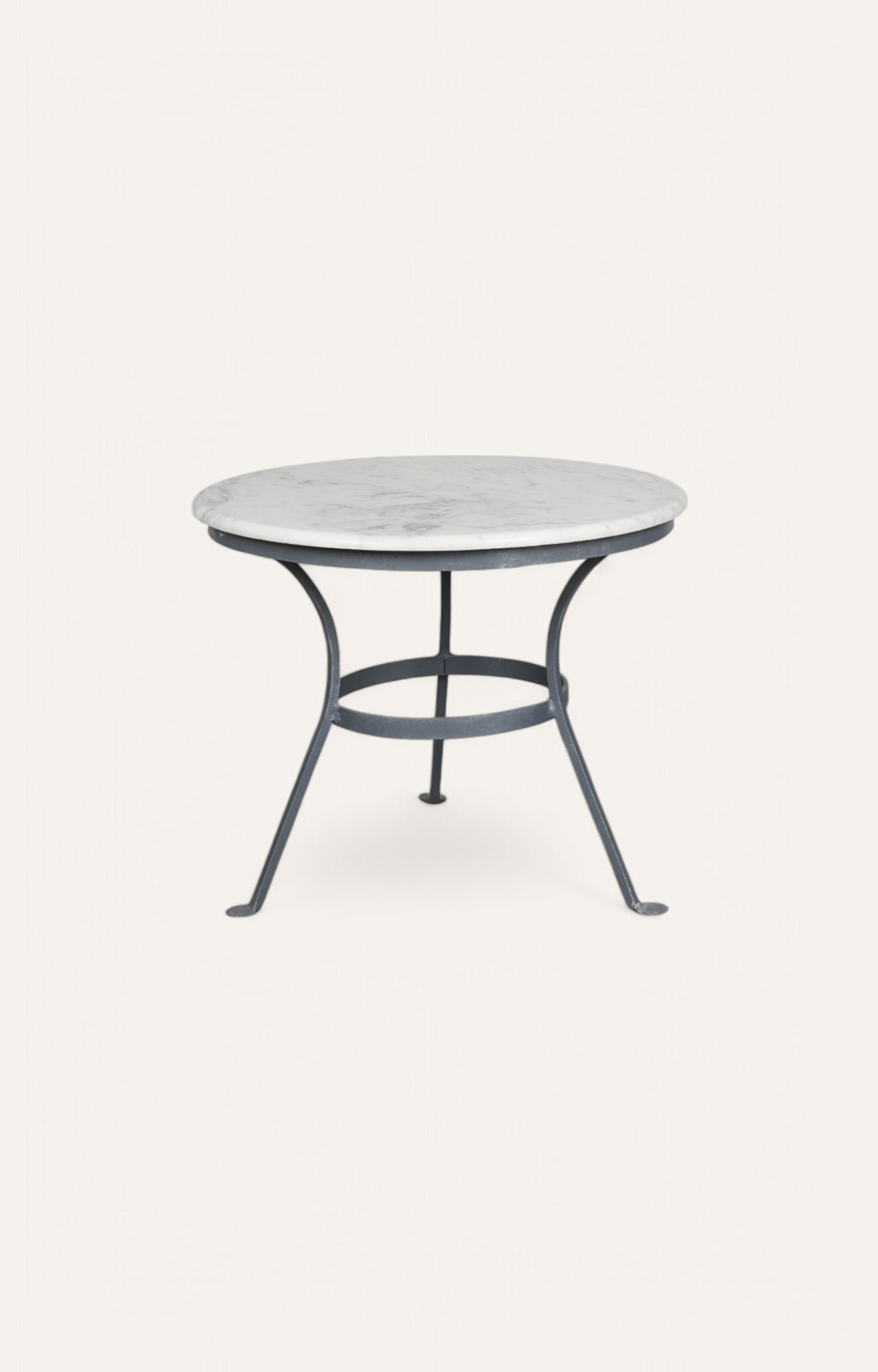 Round Metal Base Side Table with Stone Top