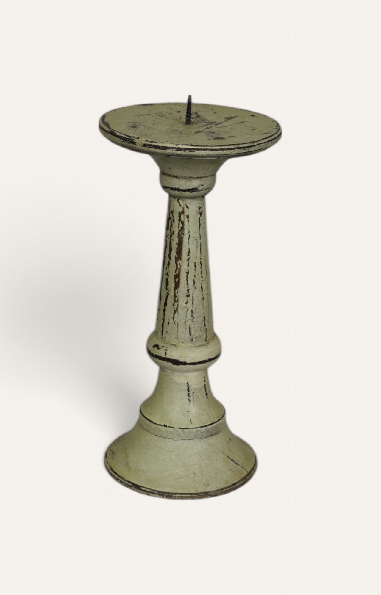 Ivory Natural Wood Finish Vintage Candle Stand